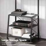 HOOBRO Rolling TV Stand with Mount and Power Outlet Up to 55 inch TVs, Corner Entertainment Center, Small TV Stand with 3-Tier Storage Shelves for Living Room, Bedroom, Black BB66UDS01 HOOBRO