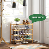 kiplant 4-Tier Shoe Rack for Entryway, Bamboo Wood Shoe Rack 4-Tier, Stackable Shoe Organizer for Closet, Free Standing Shoe Racks for Indoor & Outdoor kiplant