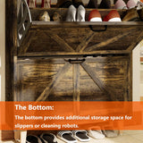 JOKOLO Shoe Cabinet Storage,Farmhouse Freestanding Organizer with 2 Flip Drawers and 4 Wooden feet,Narrow Shoe Rack Cabinet for Entryway,Rustic Brown JOKOLO