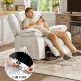 Jocisland Oversized Power Lift Recliner Chairs for Adults, Electric Lazy Boy Recliners for Elderly with USB Port, Large Lay Flat Reclining Sofa for Living Room Bedroom, Faux Leather, White Jocisland