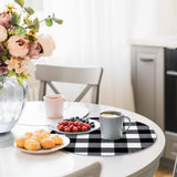 Senneny Round Placemats Set of 6 - Black and White Buffalo Plaid Placemats - Reversible Cotton and Burlap Placemats for Round Tables - Farmhouse Place mat for Dining Table Senneny