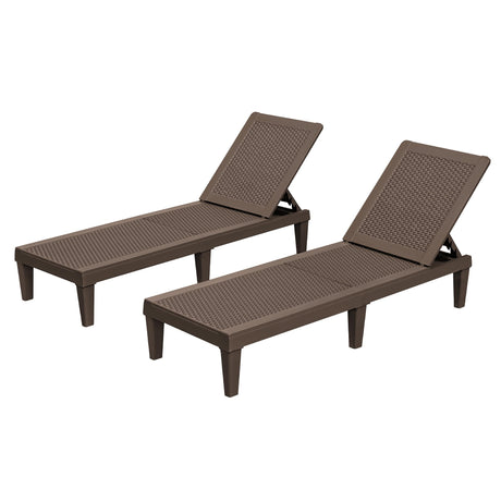Homall Outdoor Lounge Chairs Set of 2, Quick Assembly & Waterproof Patio Chaise Lounge with Adjustable Backrest for Poolside, Beach, Garden (Deep Brown) Homall