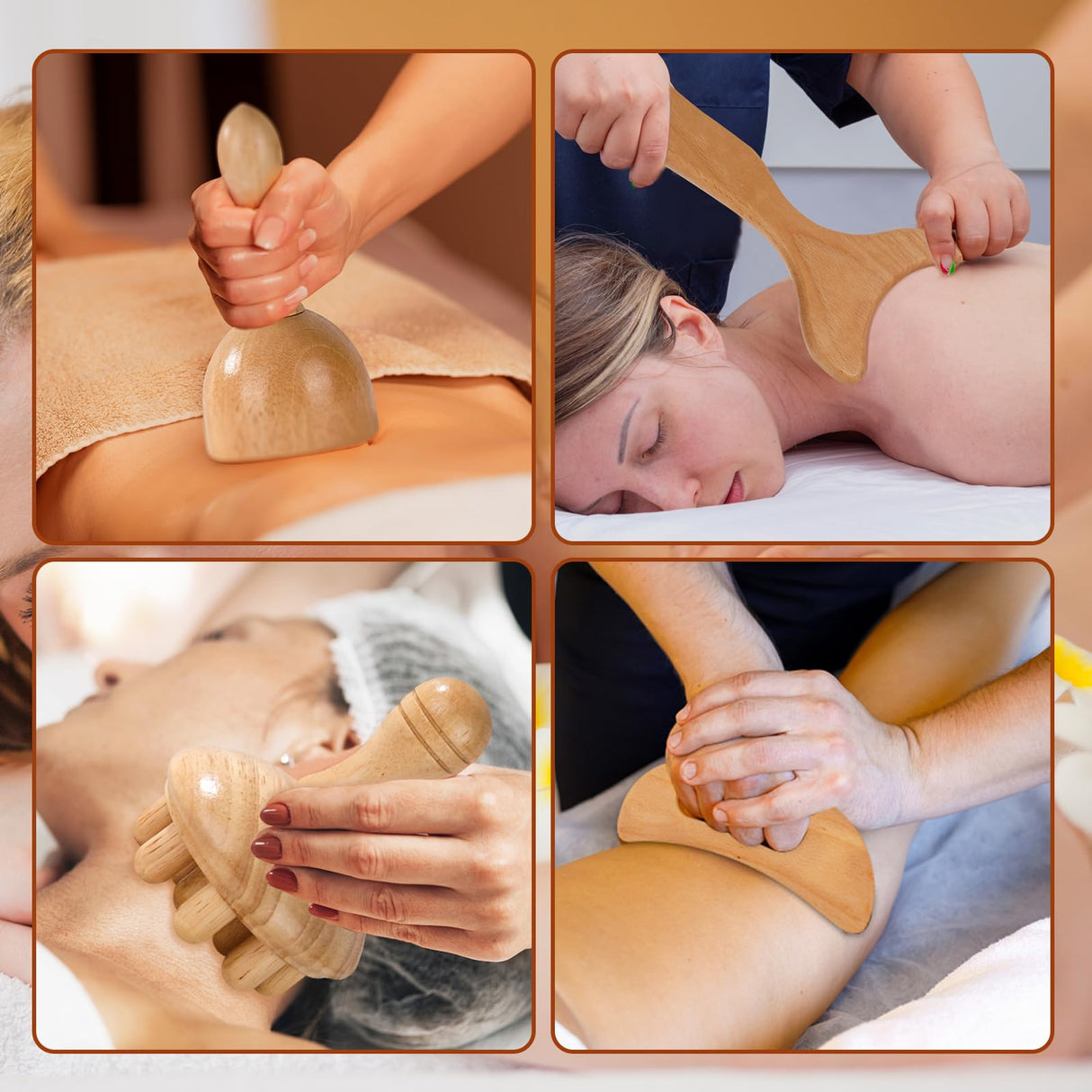 KQXTOKTY Wood Therapy Tools for Body Shaping,8 in 1 Wood Therapy Massage Tools,Wooden Gua Sha Tools,Lymphatic Drainage Massager,Maderoterapia kit,Wooden Massager Roller Rope for Body Shaping KQXTOKTY