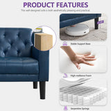 TYBOATLE 62" W Leather Loveseat w/ 2 USB and 2 Cupholders, Mid-Century Modern Tufted Small Love Seat Couches for Office, Living Room, Bedroom, Dorm (1, Blue) TYBOATLE