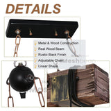 Rustic Chandelier Farmhouse Wood Beam Hanging Industrial Pendant Lighting Vintage Ceiling Light Fixture 10 Heads for Dining Table Kitchen Island Bar Coffee Billiard Pool Table (10 Lights) iMeshbean