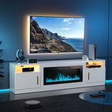 VENDORZ TV Stand with Fireplace, 36" Fireplace TV Stand LED Entertainment Center with Fireplace, 80 Inch Modern Electric Fireplace TV Stand for Living Room, White TV Stand with Fireplace Up to 90" TVs VENDORZ