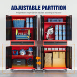 Yizosh Metal Garage Storage Cabinet with Locking Doors and Adjustable Shelves, Rolling Tool Storage Cabinet with 4 Wheels and 1 Drawer - 73" Steel Locking Cabinet for Garage, Warehouse (Red Black) Yizosh