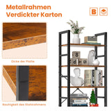 Sweetcrispy Book Shelf, 5 Tier Bookcase, Modern Tall Bookshelf Corner Storage Organizer for Garage Kit, CDs, Movies Suitable Home Office Bedroom, Kitchen, Living Room - Brown Sweetcrispy