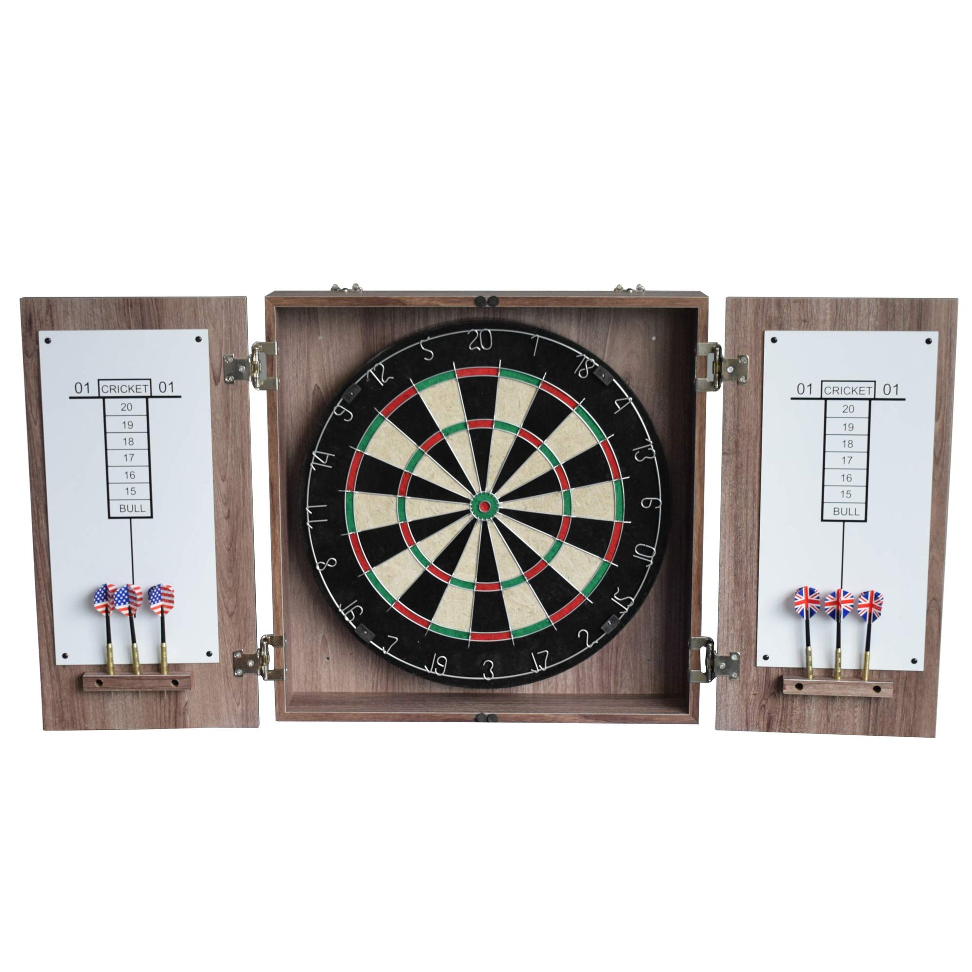 Hathaway Winchester Dartboard & Cabinet Set, Driftwood - WoodArtSupply