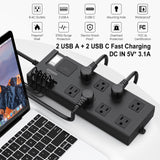 Surge Protector Power Strip Waterproof, Outdoor Extension Cord Multiple Outlets with USB A + C Fast Charging, Waterproof Electrical Box Electrical Outlet Box Extender Power Strip 6ft 10ft 15ft 20ft covozon