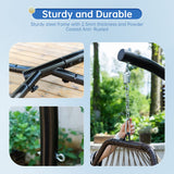 Egg Chair Hammock Chair Basket Chair Hanging Swing Chair UV Resistant Cushion with Stand for Indoor Bedroom Outdoor Garden Backyard FDW