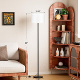 Modern Floor Lamp Simple Design with White Shade, Foot Pedal Switch, 60" Small Tall Lamps for Living Room Bedroom Office Dining Room Kitchen, Black Pole Lamp(Without Bulb) Ambimall