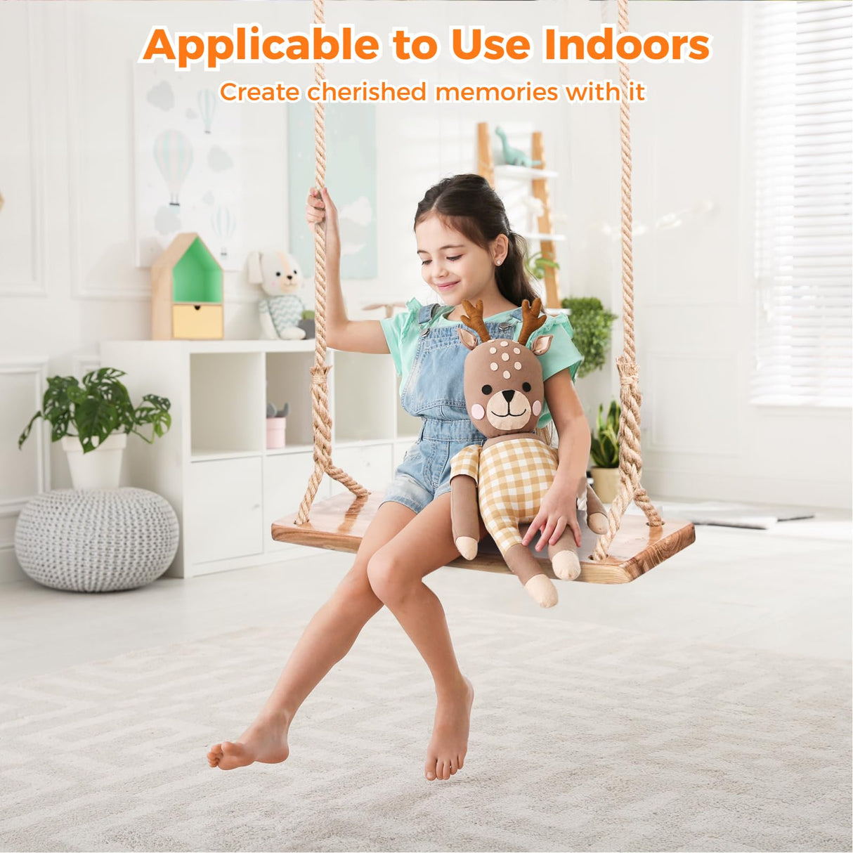 Wooden Tree Swing,Wooden Swing for Adults/Kids with 500lbs Load Capacity Waterproof Wooden Swing Seat Adjustable Hemp Rope Plus Tree Straps 100 inch for Indoor,Backyard,Garden,Playground (Adults) TIMCORR