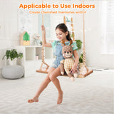 Wooden Tree Swing,Wooden Swing for Adults/Kids with 500lbs Load Capacity Waterproof Wooden Swing Seat Adjustable Hemp Rope Plus Tree Straps 100 inch for Indoor,Backyard,Garden,Playground (Adults) TIMCORR