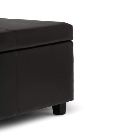 SIMPLIHOME Avalon 48 Inch Wide Contemporary Rectangle Storage Ottoman Bench in Tanners Brown Vegan Faux Leather, For the Living Room, Entryway and Family Room SIMPLIHOME