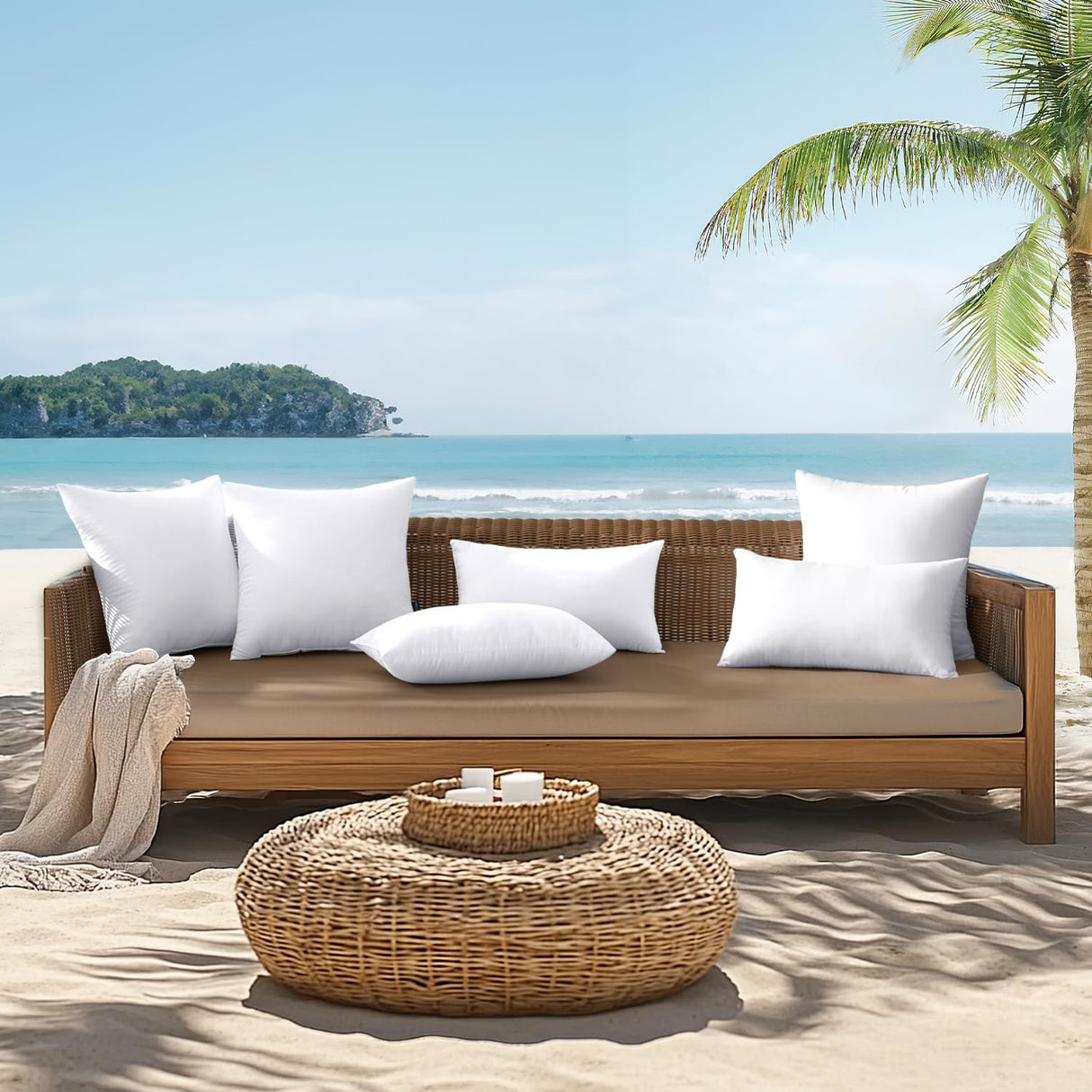 MIULEE Pack of 2 12x20 Outdoor Pillow Inserts, Outdoor Throw Pillows Water-Resistant Decorative Premium Lumbar Pillow Stuffer Sham for Porch Swing Couch Sofa Cushion Patio Furniture MIULEE