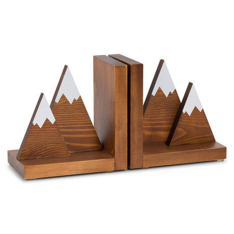 Waratah Designs Mountain Bookends - Mountain Decor for Shelves - Adventure Decor Wooden Book Ends - Woodland Nursery Decor - Non Slip Decorative Bookends for Heavy Books, Rustic Office Decor Waratah Designs