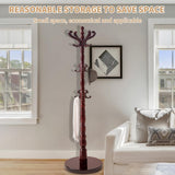 ZOZOE Wooden Classic Coat Rack Stand, Solid Wood Coat Rack Freestanding with 14 Hooks, Vintage Coat Racks with Sturdy Round Base, Natural Birch Wood Coat Tree Stand for Entryway Hallway ZOZOE