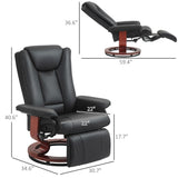 HOMCOM Manual Swivel Recliner Chair, PU Leather Reclining Chair with Footrest for Living Room, Black HOMCOM