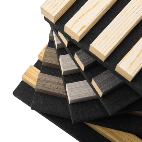 Art3d 5-Pack Sample Acoustic Wood Panels for Wall, Soundproof Wood Slat Panel for Wall and Ceiling - 5 Colors, 6" x 4.7" Art3d