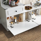 Loomie 104" W Wall Unit TV Stand with Storage for TVs up to 80", Large Farmhouse Wall Unit Entertainment Center with Bridge & Bookshelves, Tall TV Console Table Media Center for Living Room (White) Loomie