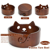 Wooden Cat Yarn Bowl, Large Polished Crochet Bowl Accessories for Knitting and Crocheting Gift for Knitters and Yarn Lovers, 7.5"X4.33" Hotlea