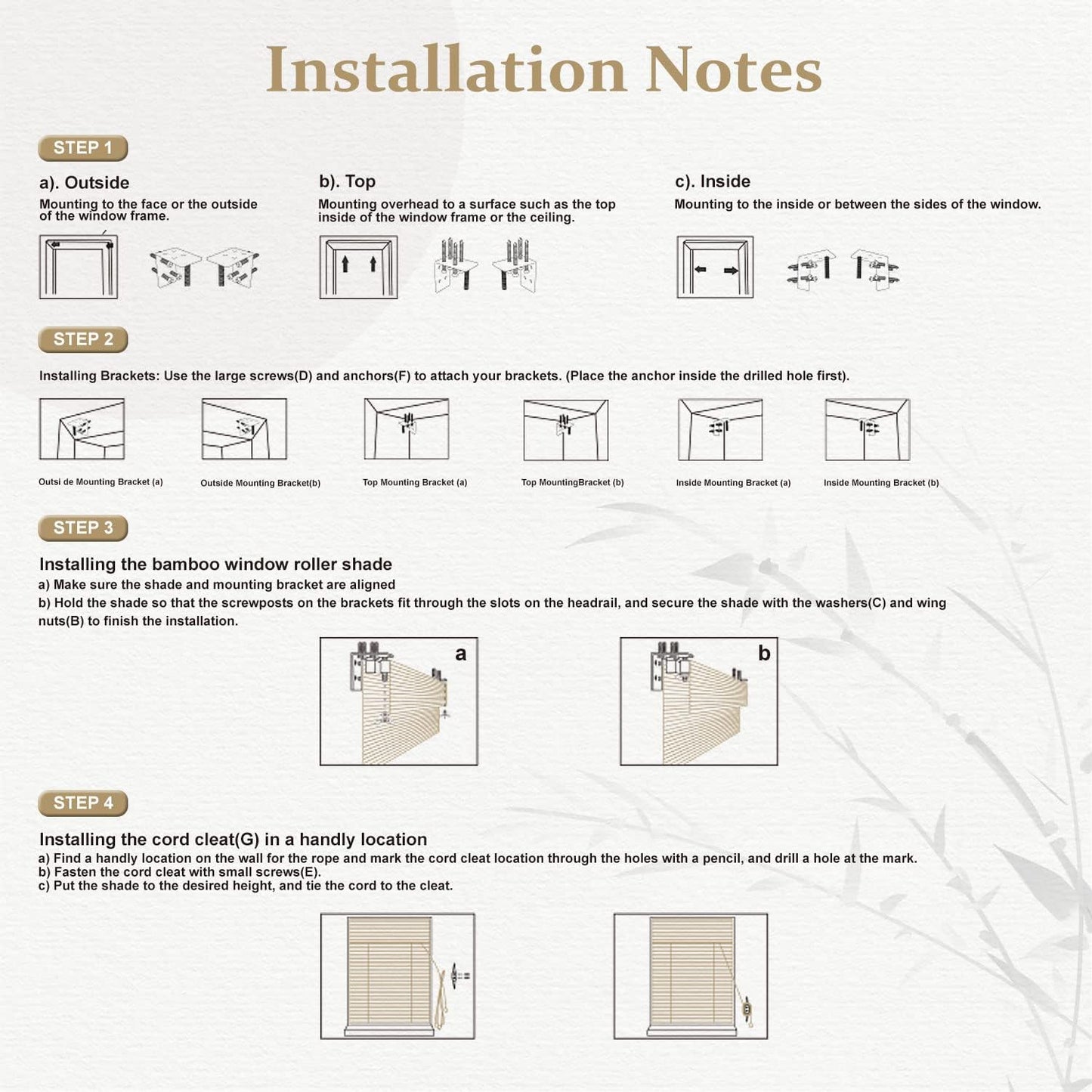 Cordless Bamboo Blinds Roman Shades Natural Weave Bamboo Roll Up Bamboo Blinds for Indoor Windows Home and Garden Easy Installation 42W*72L