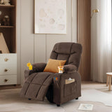 SNUGWAY Donut Larger Kids Reclining Chair Velvet Fabric Recliner Sofa Push Back Children Ages 3-12 with Dual Cup Holders and 4 Pockets SNUGWAY