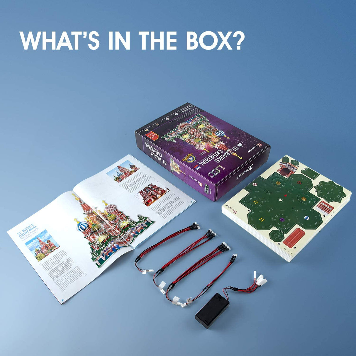 CubicFun LED Russia Cathedral 3D Puzzles for Adults Kids, St.Basil's Cathedral Architecture Building Church Model Kits Toys for Teens, 224 Pieces CubicFun