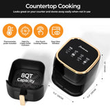 Panana 8QT Large Air Fryer Compact, 8 Preset Menus Airfryer, One-Touch Digital Control Presets, Touchscreen Display, Dishwasher Safe, Nonstick, Fit for Family (Black) Panana
