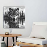 TOPMCYSG Forest Wolf Diamond Art Kits for Adults,Landscape 5D Diamond Painting Kits for Beginners,DIY Round Full Drill Diamond Dots Paintings Picture Gem Art Craft for Home Wall Decor 13.78x13.78 in TOPMCYSG