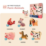 Toi 6 Packs Large Piece Toddler Jigsaw Puzzles for Kids Aged 2.5+, Animal Shaped Floor Puzzles for Beginner, Preschool Learning Game for Boys Girls, Farm Animals Toi