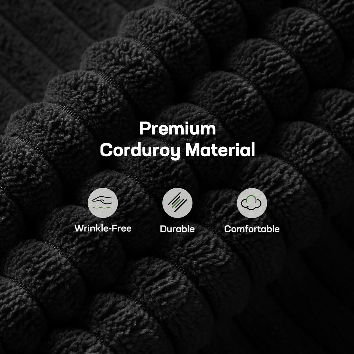 Marsail Futon Sofa Bed, Futon Couch with Adjustable Backrest & Armrests, Convertible Small Sleeper Sofa Bed for Small Apartments, Study Room, Office, Corduroy Loveseat, Black Marsail