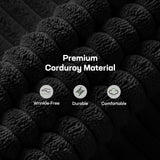 Marsail Futon Sofa Bed, Futon Couch with Adjustable Backrest & Armrests, Convertible Small Sleeper Sofa Bed for Small Apartments, Study Room, Office, Corduroy Loveseat, Black Marsail