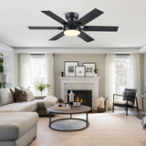 Goniyado 46" Low Profile Ceiling Fans with Lights and Remote,Black Outdoor Ceiling Fans with Quiet Reversible DC Motor, Modern Flush Mount Ceiling Fans for Living Room Patio Kitchen Goniyado