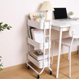 MAX Houser Slim 3-Tier Rolling Utility Cart, Narrow Metal Bathroom Storage Multifunctional Organizer Carts with Wheels with Extra Hook, Laundry Room,Kitchen,Small Space(White) MAX Houser