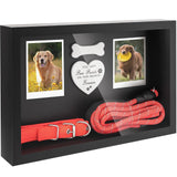 Dog Memorial Gifts for Loss of Dog, Pet Memorial Dog Picture Frame 13" Wooden Shadow Box Display with Collar & Leasd Holder, Sympathy Gift for Loss of Dog/Cat, Wall Hanging & Tabletop (Dark Grey) FITWOWFIT