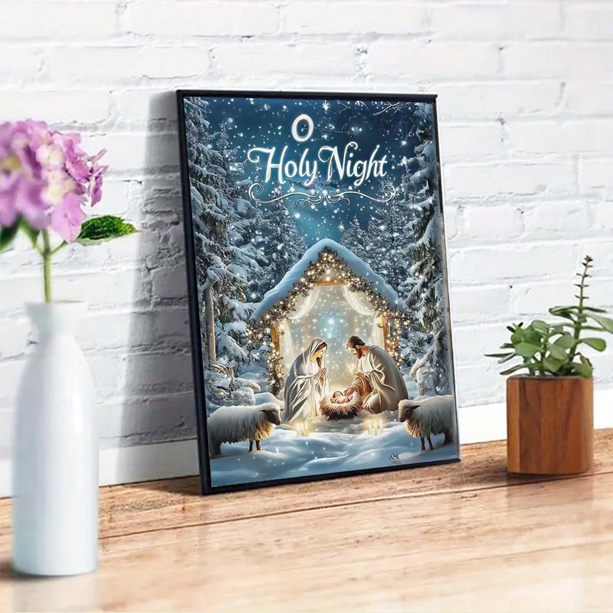 Holy Night 5D Diamond Painting Kits for Adults,Christma Winter Birth of Jesus Diamond Art kit for Beginners,DIY Full Round Drill Diamond Dots with Gem Art Crafts for Home Wall Decor12 x16 Inch GEMFAMILY