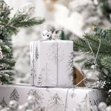 WRAPAHOLIC 3D Kraft Christmas Wrapping Paper Roll - Mini Roll - 17 Inch x 16.5 Feet - Silver and White Christmas Tree Wrapping Paper with Embossed Perfect for Holiday, Party Celebration WRAPAHOLIC
