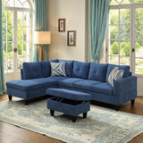 Trygoal Modular L-Shaped Sectional Sofa, Modern Couches with Storage Ottoman & Movable Chaise, Convertible 5-Seater Couch for Bedroom, Apartment & Office, Blue Trygoal