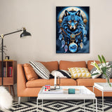 Wolf Diamond Painting Kits for Adults Beginners, Dream Catcher Diamond Art Kits for Adults, Wolf DIY 5D Round Diamond Dots Gem Art for Beginners, Perfect for Gifts Home Wall Decor 12x16 inch Offito