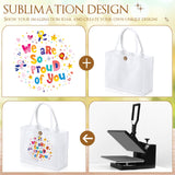 Aliceset 6 Pcs White Blank Sublimation Polyester Tote Bags with Handles Reusable Waterproof Shopping Grocery Bag Personalizing DIY Gift Bag for Wedding Valentine's Day DIY Craft, 12 x 10 x 4 Inch Aliceset