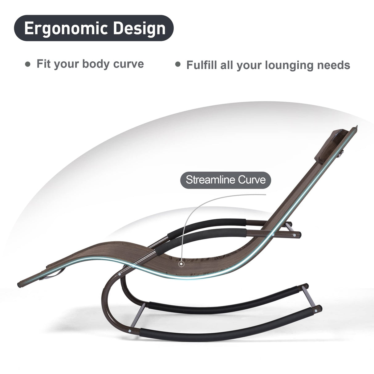 mansion home Lounge Chair, Outdoor Chaise Lounge with Detachable Pillow for Patio, Lawn, Pool, Outdoor Lounge Chairs, Brown mansion home