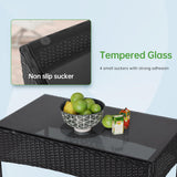 4 Pieces Conversation Set Modular Outdoor Furniture Set Water Resistant Patio Wicker Furniture Set with 3 Rattan Chairs 1 Tempered Glass Topped Table Seat Cushions for Patio Balcony Poolside, Blue PayLessHere