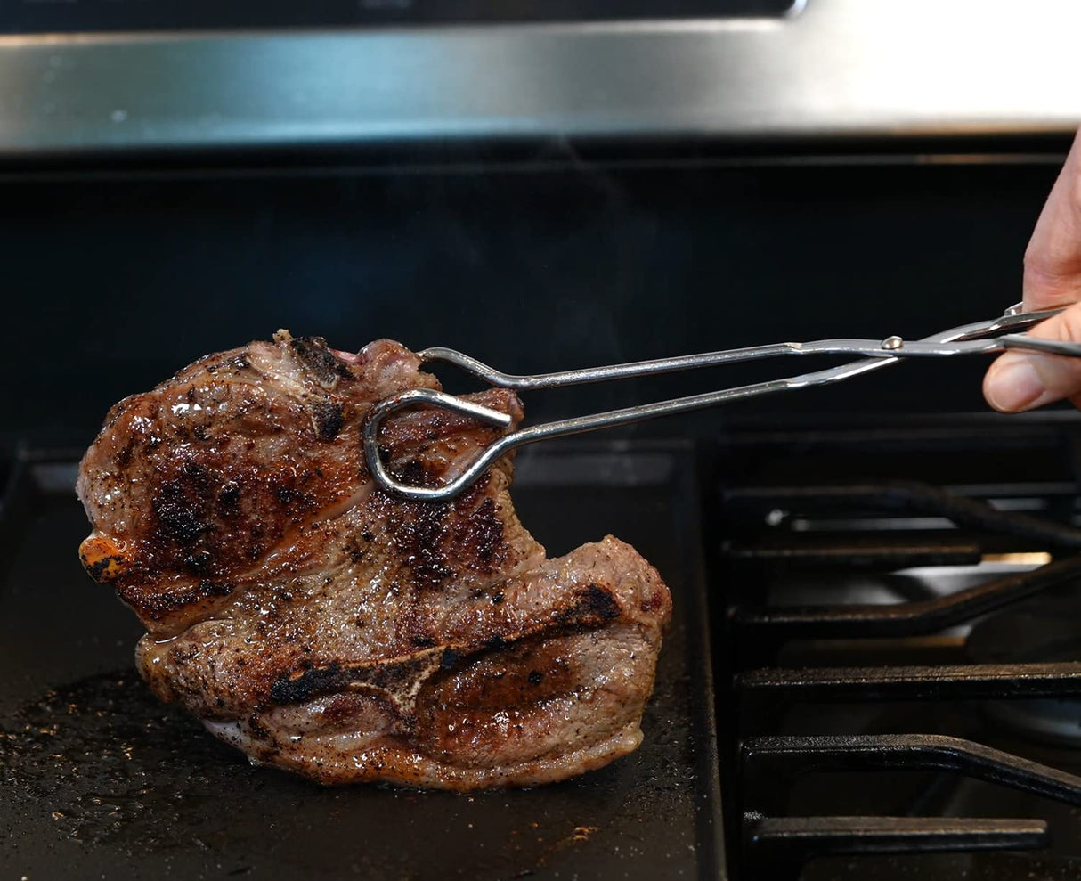 Hiash 9-Inch Heavy Duty Stainless Steel Kitchen Tongs - Comfortable Ergonomic Grip, Scissor Design, Heat Resistant for BBQ and Cooking Hiash