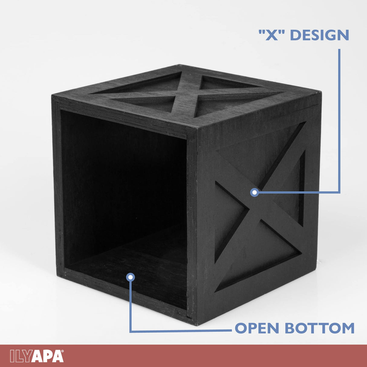 Ilyapa Wood Tissue Box Cover Farmhouse X Patterned- Rustic Farmhouse Black Wood Tissue Holder Ilyapa