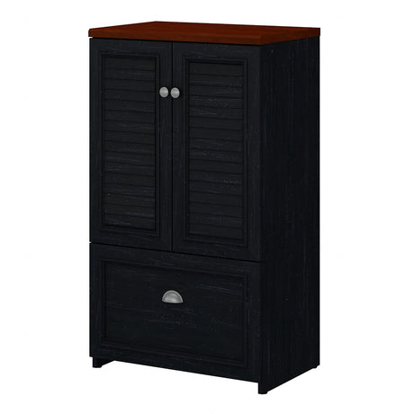 Bush Fairview 41.69-Inch H Storage Cabinet with 3 Shelves, Antique Black/Hansen Cherry (WC53980-03) Bush Business Furniture