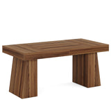 Tribesigns 55 Inches Executive Desk, Mid-Century Modern Home Office Desk with Double Trapezoid Base, Wood Computer Desk Business Workstation Desk Small Conference Table, Brown Tribesigns