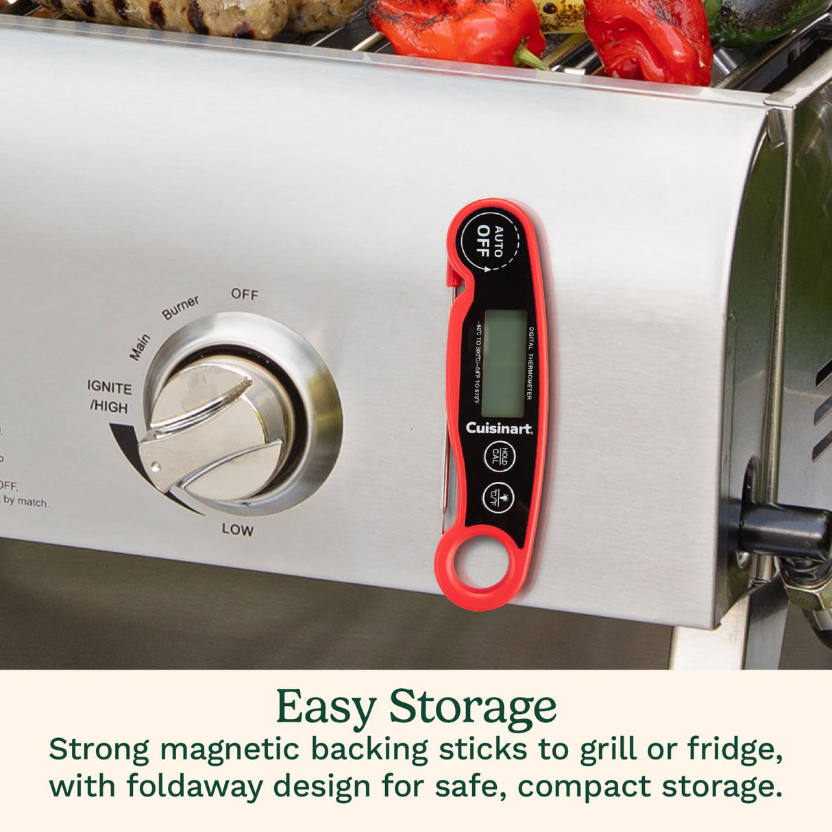 Cuisinart LCD Digital Instant Read Thermometer, Water Resistant Meat Thermometer for Home & Grill, Digital Grill Thermometer with Calibration & Backlight, Home Gadget, BBQ, Smoker, Oil Fry & Candy Cuisinart