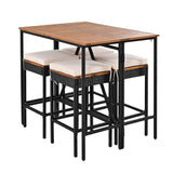 CKLMMC 10-Piece Outdoor Patio Dining Set, Acacia Wood Bar Height Table with Foldable Tabletop and Four Stools with Cushions, High-Dining Bistro Set CKLMMC